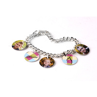 Charm Bracelet With 5 Bales And Circle Charms 7.25"